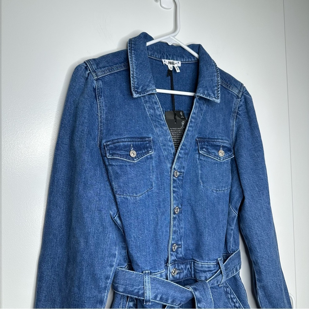NWT Paige Mayslie Long Sleeve Denim Shirt Dress Size 10 Retail $269 - Picture 5 of 10